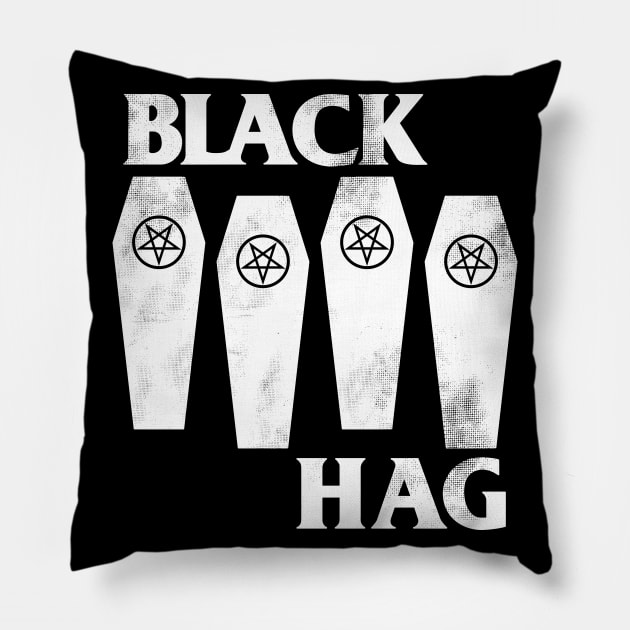 Black Hag - Witch - Occult Goth - Distressed Pillow by Nemons