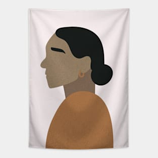 Woman, Neutral, Mid Century, Beige Art Tapestry