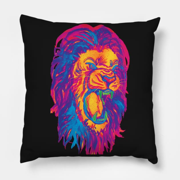 Neon Lion Pillow by Shyflyer