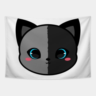 Cute Chimera Grey and Black Cat Tapestry