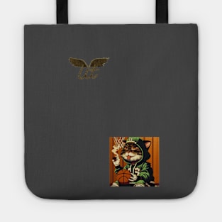 LitQ - Anime Cat smoking weed basketball inspired print Tote