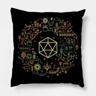 Polyhedral D20 Dice with Plants and Succulents Dungeons Crawler and Dragons Slayer Tabletop RPG Addict Pillow