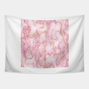 Pink Girly Trendy Golden Marble watercolor modern art abstract Tapestry