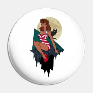 The girl in front of the moon - Not Hamlet Design Pin