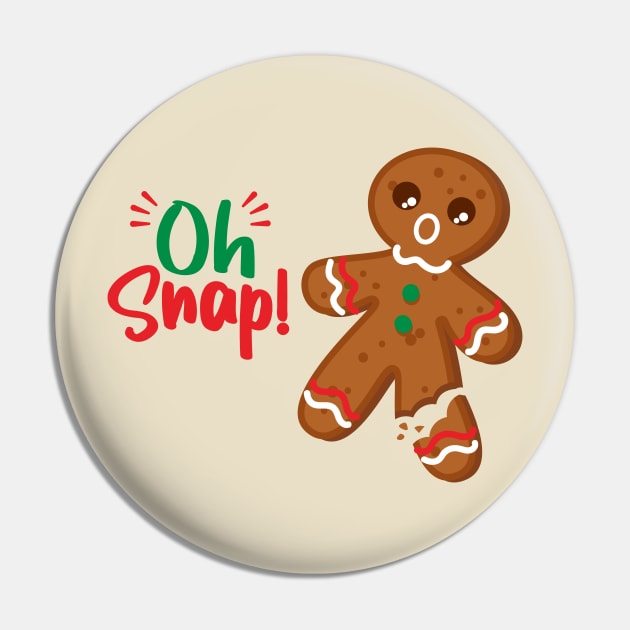 Gingerbread Man Oh Snap! Snapped Leg Funny Christmas Pin by Messy Nessie