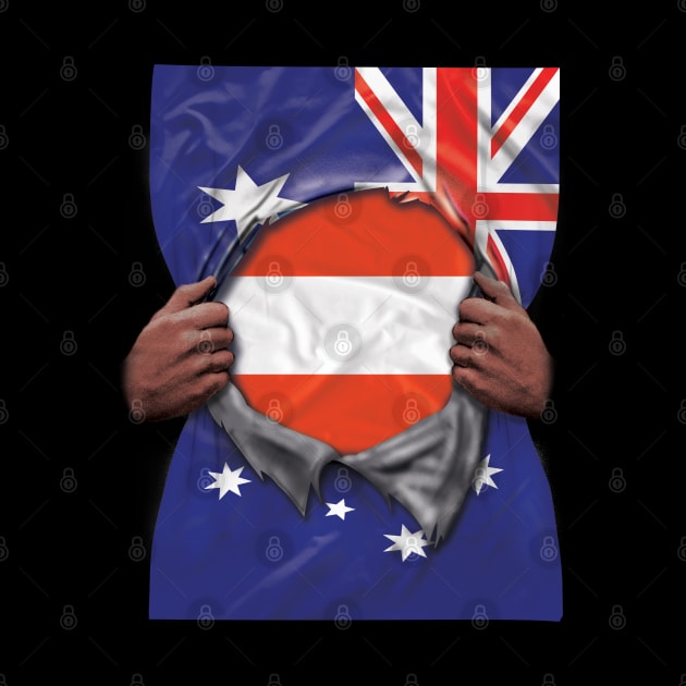 Austria Flag Australian Flag Ripped - Gift for Austrian From Austria by Country Flags