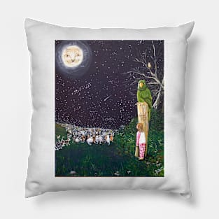 LAURA MEETS THE CATS AND THE FULL MOON Pillow