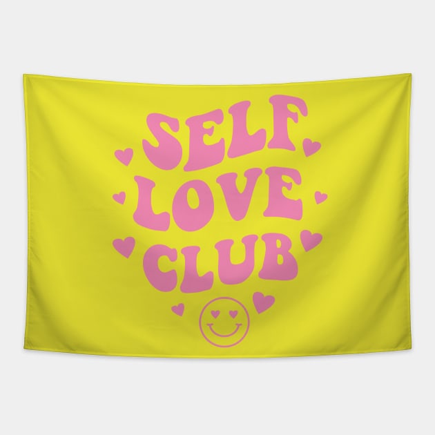 Self Love Club Aesthetic Words - Anti Valentines Day Pink Tapestry by PUFFYP