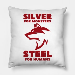 Wolf - Silver for Monsters - Steel for Humans - Red - Fantasy Pillow