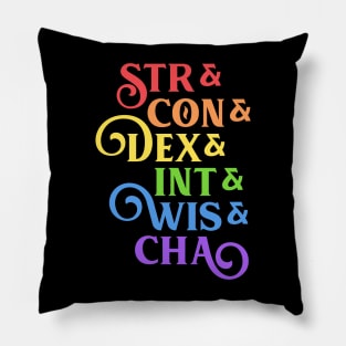 Rainbow RPG Stats Tabletop Pillow