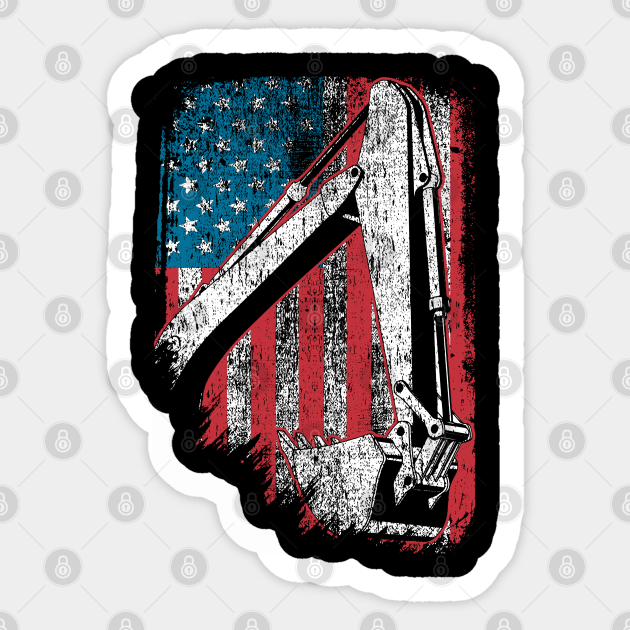 Heavy Equipment Operator American Flag - Heavy Equipment Operator - Sticker