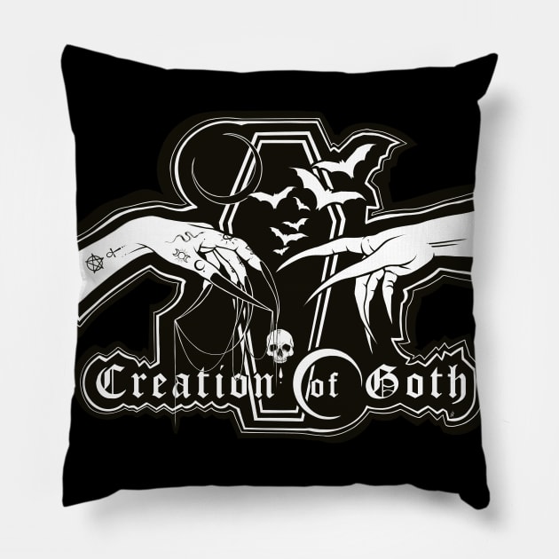 Creation of Goth - retro dark, half moon, night night, vampire, dark sticker, gothic Creation of Adam Pillow by SSINAMOON COVEN