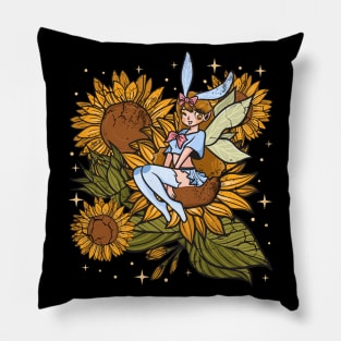 Sunflower Fairy Sunflowers Mystical Cute Pixies Pillow