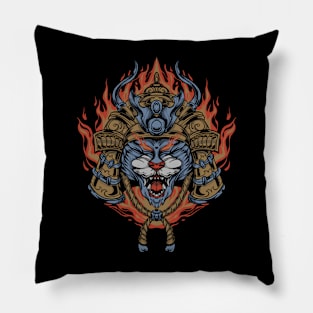 Demon cat samurai Pillow