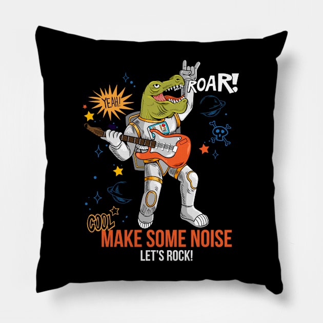 engraving cool dude space suit rock star Pillow by drydenshops