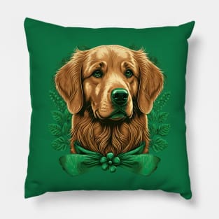 Golden Retriever St. Patrick's Day Pillow