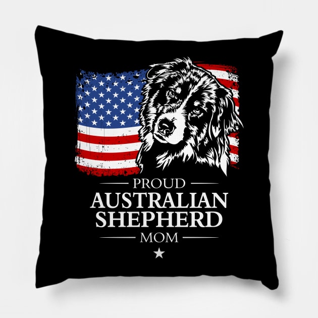 Proud Australian Shepherd Mom American Flag patriotic dog Pillow by wilsigns