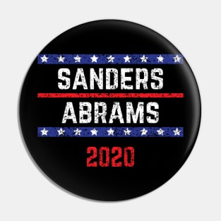 Bernie Sanders 2020 and Stacy Abrams on the One Ticket Vintage Distressed Pin