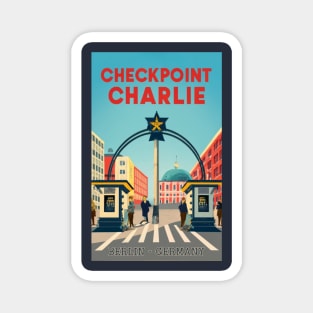 A Vintage Travel Art of Checkpoint Charlie in Berlin - Germany Magnet