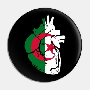 Anatomical heart design, Algeria flag Pin