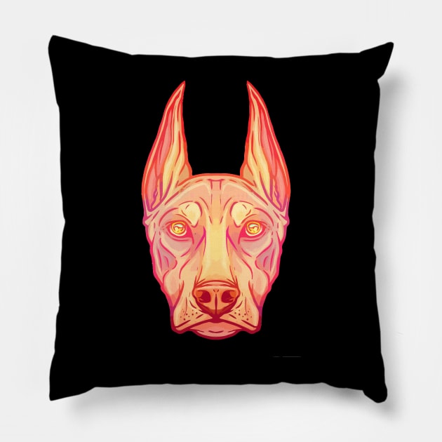 Dobermann Clay Ilustration Pillow by nikalassjanovic