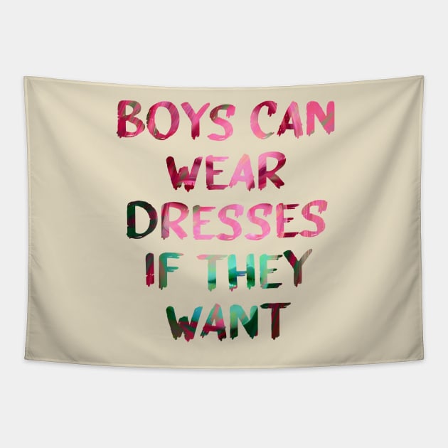 Boys Can Wear Dresses Glitch Art Quote Tapestry by raspberry-tea