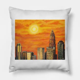 'City in the Golden Light' (Charlotte, NC) Pillow