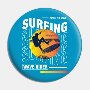 Surfing waves Typography Pin