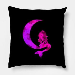 Purple Crescent Moon and Mermaid Pillow