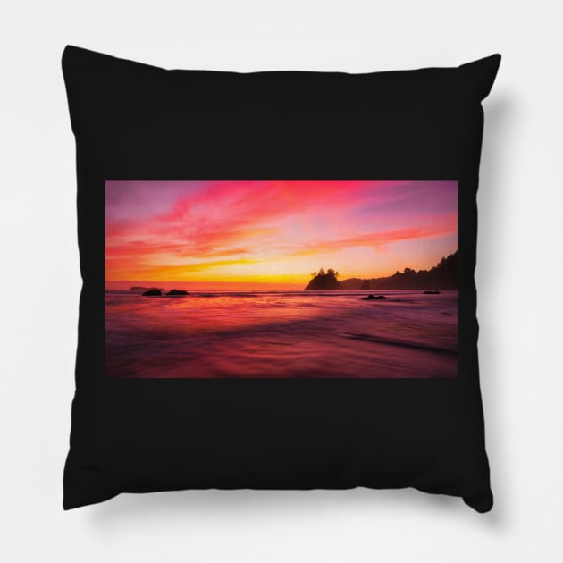 Sunset at the Beach Pillow by JeffreySchwartz