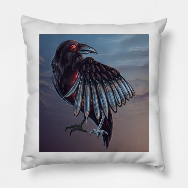 Bio-Mech. Raven (BG) Pillow by Velvet