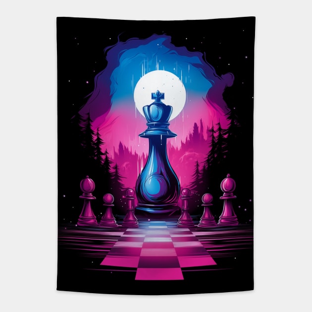 Neon Chess King Tapestry by TNM Design