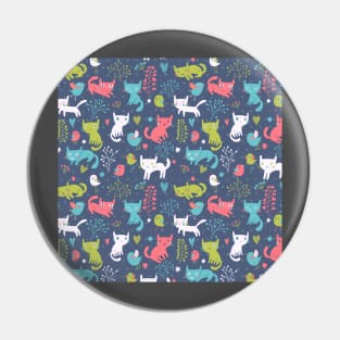 Cat & Bird Pattern Pin