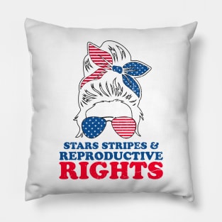 Retro Messy Bun Pro Choice Stars Stripes Reproductive Rights Pillow