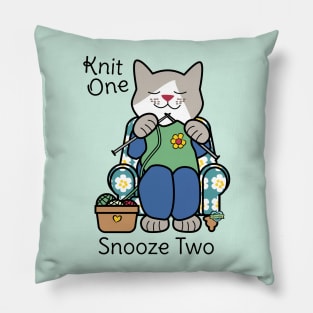 Knit One Snooze Two Knitting Kitty Pillow