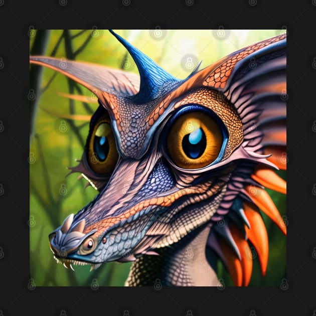 Colorful Purple Jungle Dragon with Big Eyes by dragynrain