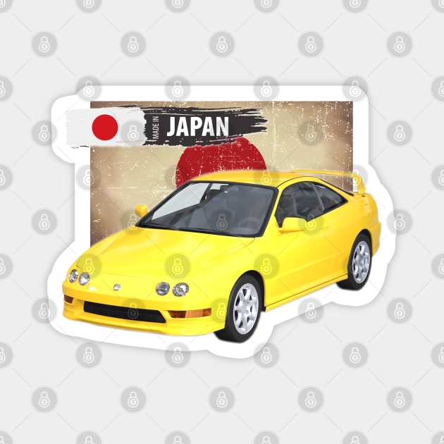 Yellow Acura Integra 1999 02 Magnet by Stickers Cars