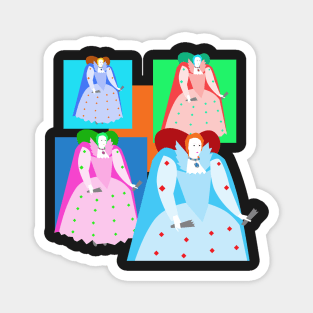 QUEEN ELIZABETH THE FIRST, OF ENGLAND (Elizabeth I of England) - WARHOL STYLE 4-UP COLLAGE ILLUSTRATION Magnet