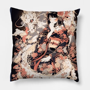 Geisha and Dragon 7809 Pillow