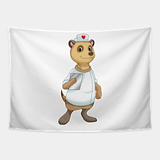 Meerkat as Nurse with Heart Tapestry