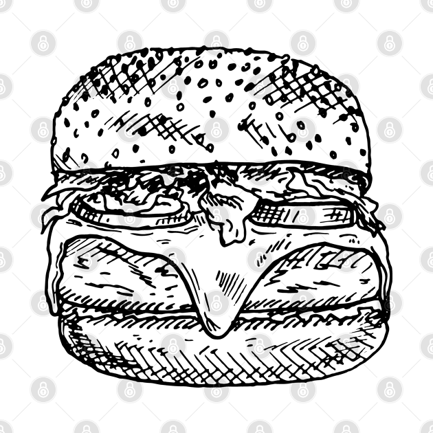 Hand Drawn burger doodle. Sketch style icon. by Alekxemko