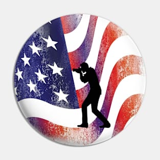 photographer American flag Pin