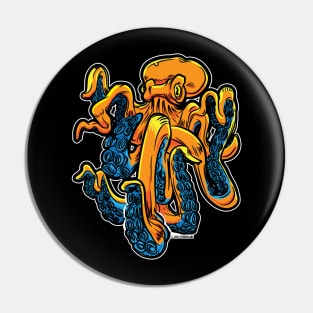 Giant Orange Octopus Pin