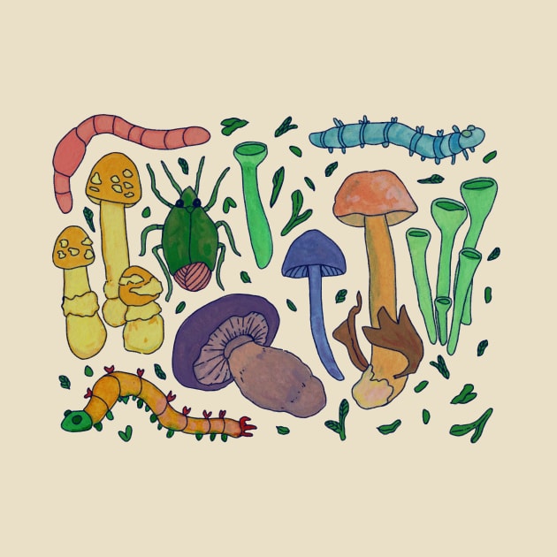 Grubs, Bugs, and Mushrooms by JuniperMew