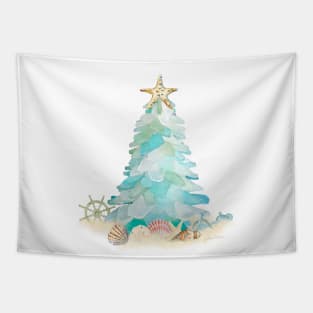 Coastal Seaglass Christmas Tree Tapestry