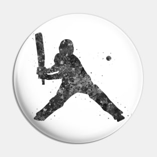 Cricket player black and white Pin