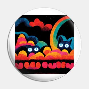 Two Smol Kittens on Rainbow Clouds Pin