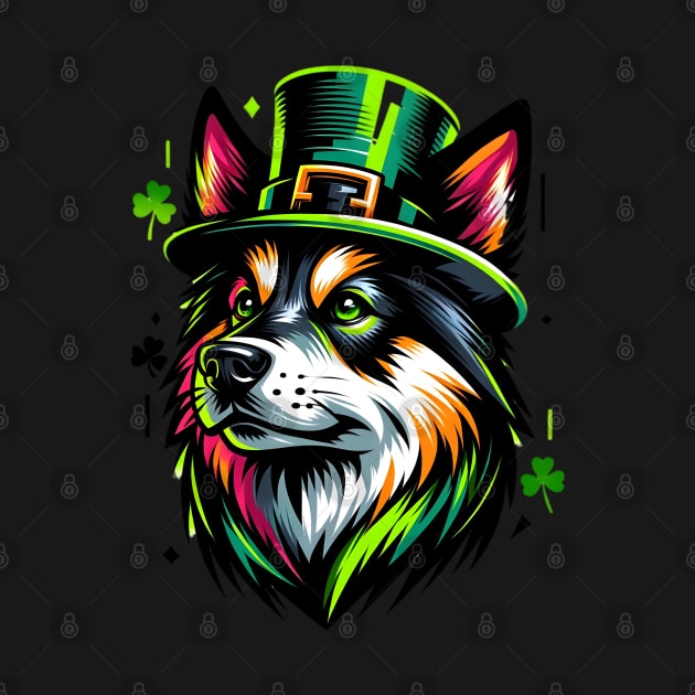 Norwegian Buhund Embraces St Patrick's Day Spirit by ArtRUs