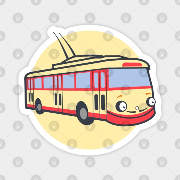 Friendly retro trolleybus Salvador Magnet by hyperactive