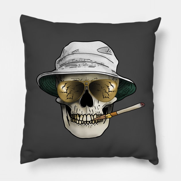 Hunter Skull Thompson Pillow by Harley Warren